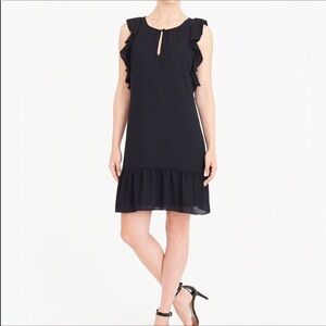 🔥J Crew black sleeveless ruffled dress medium NWT